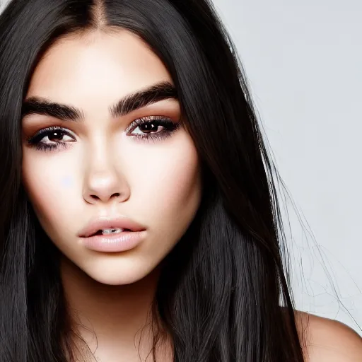 Image similar to 4k,ultra detailed portrait of Madison Beer by Rachel Ruysch