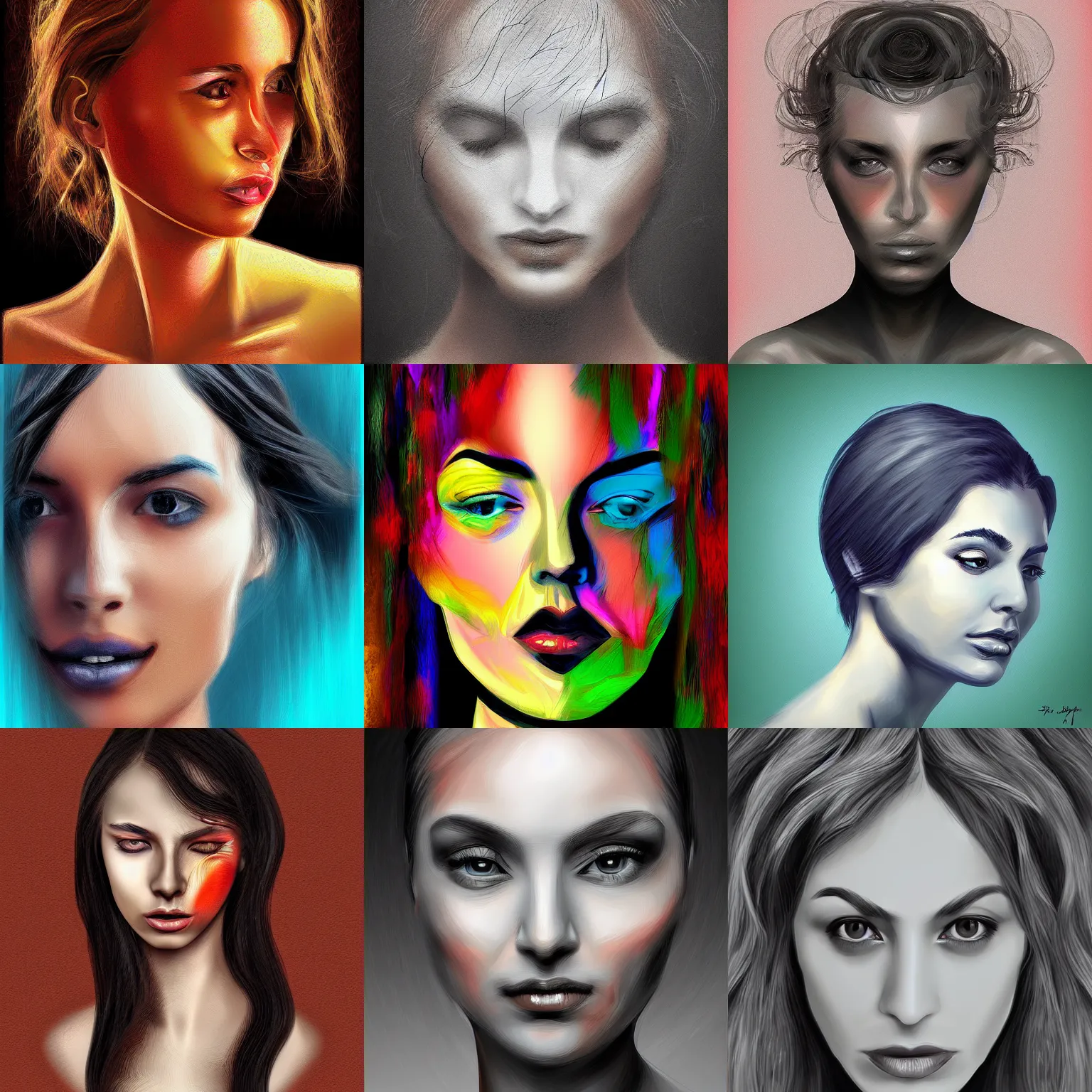 Prompt: woman, face, digital art