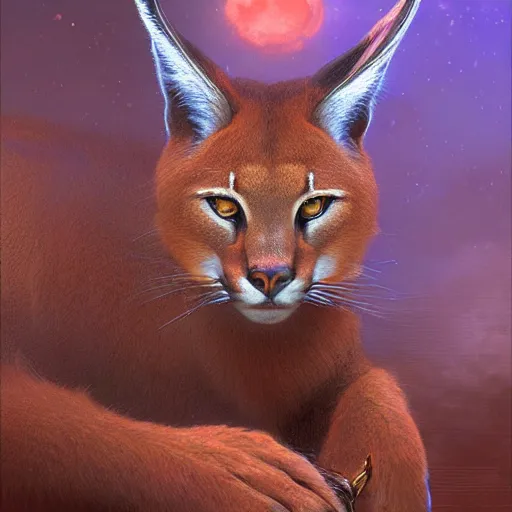 Prompt: sad caracal holding reds pencils, atmospheric lighting, intricate, volumetric lighting, digital art, highly detailed by gaston bussiere, craig mullins, j. c. leyendecker 8 k