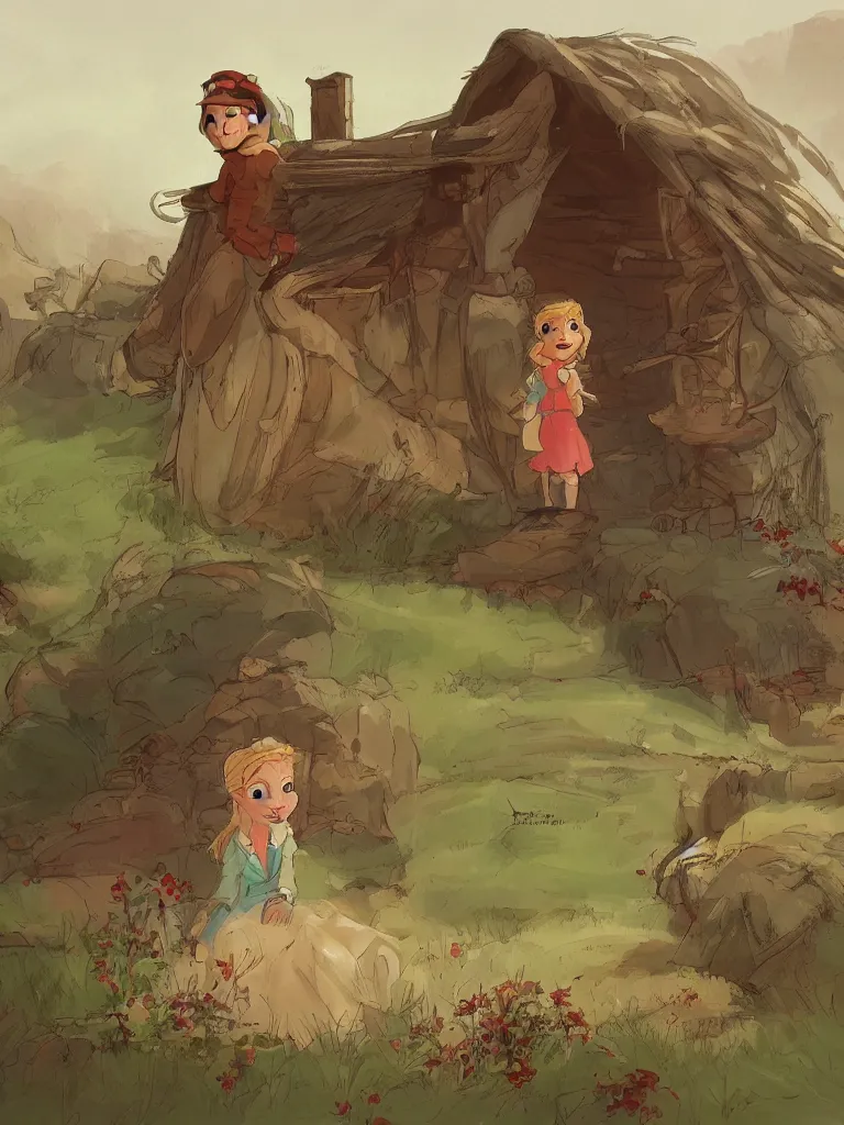 Image similar to heidi by disney concept artists, blunt borders, rule of thirds