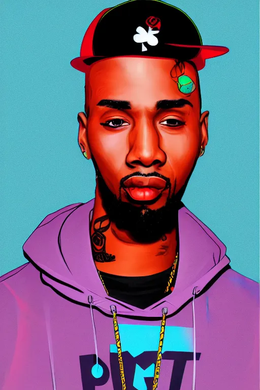 Image similar to full length illustration of 9 0 s hip - hop rapper, digital painting, trending on art station and devian art, pop art, low polygons illustration