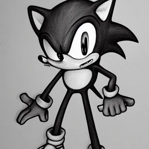 Prompt: pencil sketch of sonic from sonic heroes