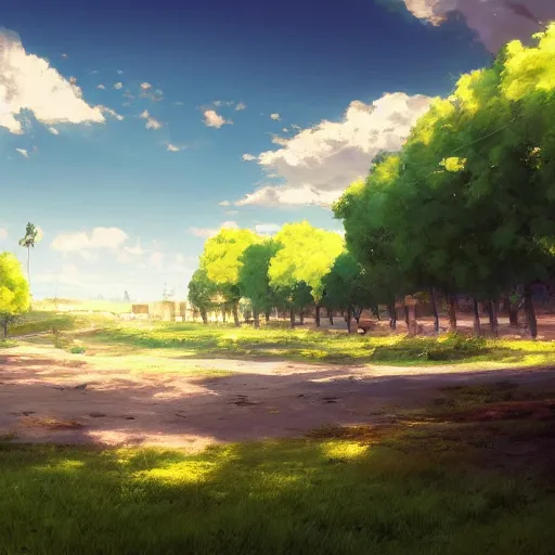 Anime Art Scenery Field of Flowers With Puffy Clouds - Etsy