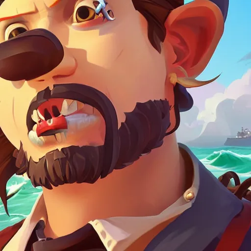 Image similar to painting jack the pirate on sea of thieves game avatar hero smooth face median photoshop filter cutout vector behance hd by jesper ejsing, by rhads, makoto shinkai and lois van baarle, ilya kuvshinov, rossdraws, illustration, art by ilya kuvshinov and gustav klimt