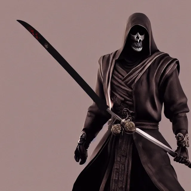 Image similar to grim reaper with skull face and scythe in mortal kombat, videogame 3d render, 4k, artstation