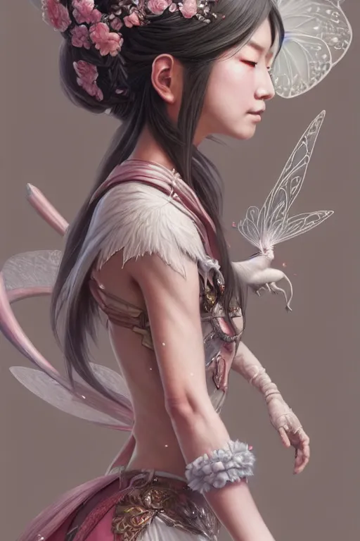 Image similar to fairy japanese princess, highly detailed, d & d, fantasy, highly detailed, digital painting, trending on artstation, concept art, sharp focus, illustration, art by artgerm and greg rutkowski and magali villeneuve