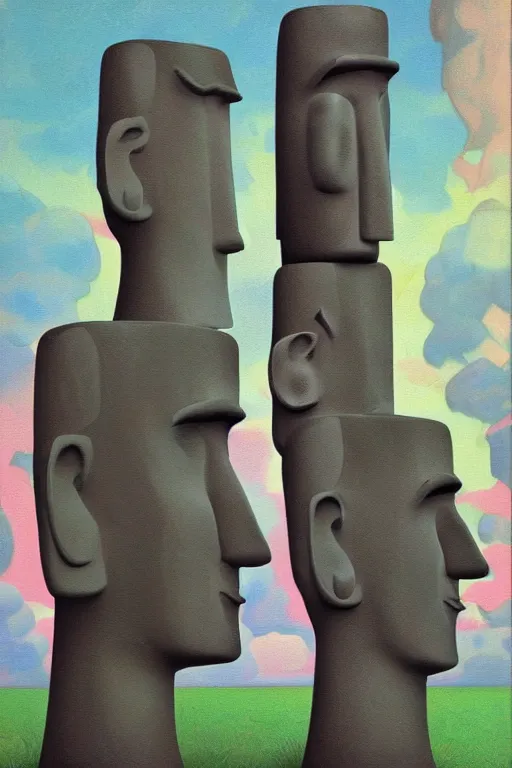 Prompt: caricature cartoon moai statue popart slap face cronobreaker, beeple, by thomas kinkade simpson family art contest alexej von jawlensky