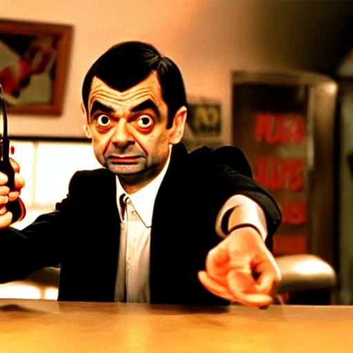 Image similar to mr. bean in pulp fiction, club photography