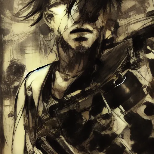 Prompt: a drawing of morbious by yoji shinkawa.