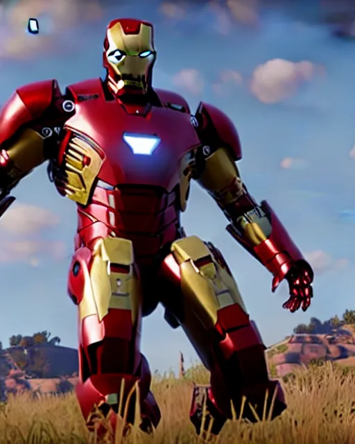 Image similar to robust bulky and sleek iron man suit in red dead redemption 2, cinematic, photorealistic