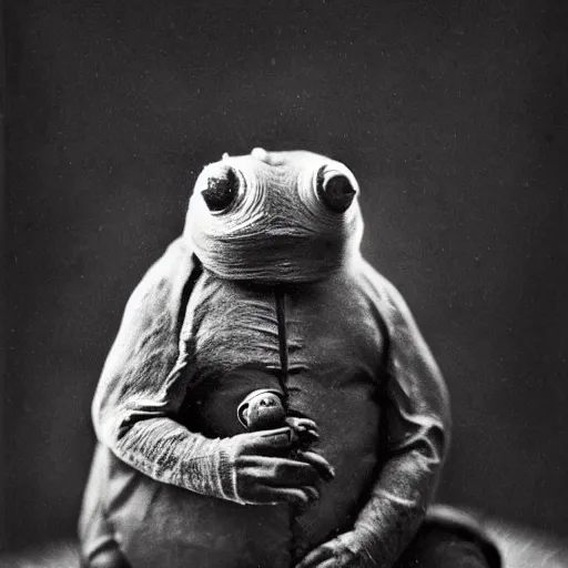 Image similar to tardigrade!!! daguerreotype portrait photograph. inspired by gerard grom and ansel adams. beautiful. cute. happy. highly detailed. old timey.