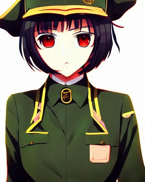 Prompt: Anime girl is dressed in military uniform. Anime by lois van baarle, ilya kuvshinov, rossdraws, mike deodato, Studio Ghibli, pencil anime art, manga