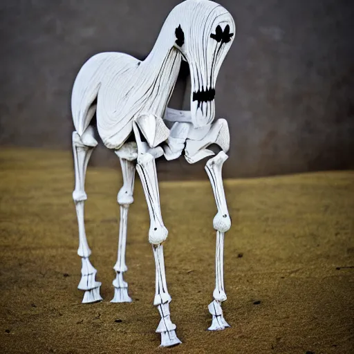 Image similar to photo of a skeleton shaped like a horse