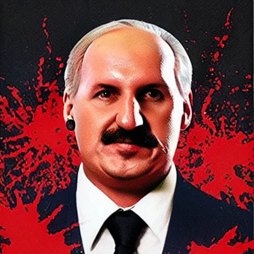 Image similar to Alexander Lukashenko as The American Psycho, covered in blood