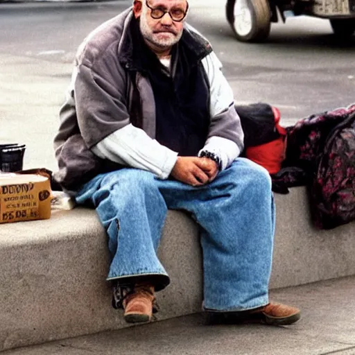 Image similar to George Costanza as a homeless man