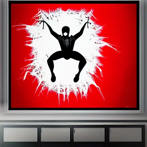 Prompt: spiderman silk screen banksy, 8 k, studio lighting