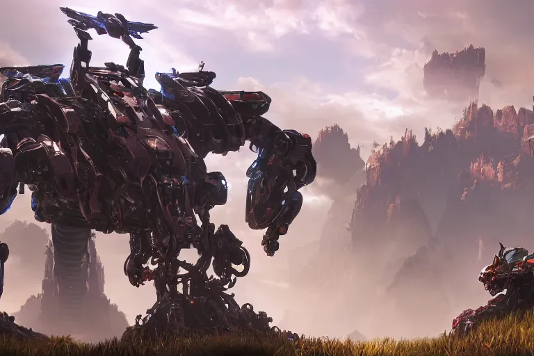 Image similar to slitherfang machine mecha animal beast robot of horizon forbidden west horizon zero dawn bioluminiscence global illumination ray tracing hdr fanart arstation by sung choi and eric pfeiffer and gabriel garza and casper konefal