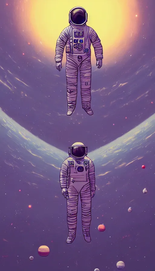 Prompt: the end of the universe, astronaut floating in the sky, highly detailed, digital painting, refreshing, trending on artstation, unreal engine, illustration by james jean