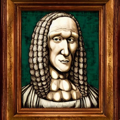 Image similar to handsome squidward portrait, da vinci art style