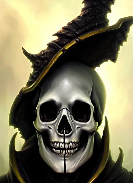 Image similar to a _ fantasy _ style _ portrait _ painting _ of skull head lich, dnd, wicked, oil _ painting _ unreal _ 5 _ daz. _ rpg _ portrait _ extremely _ detailed _ artgerm _ greg _ rutkowski _ greg