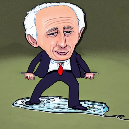 Prompt: Borris Johnson falling in a ditch, cartoon style