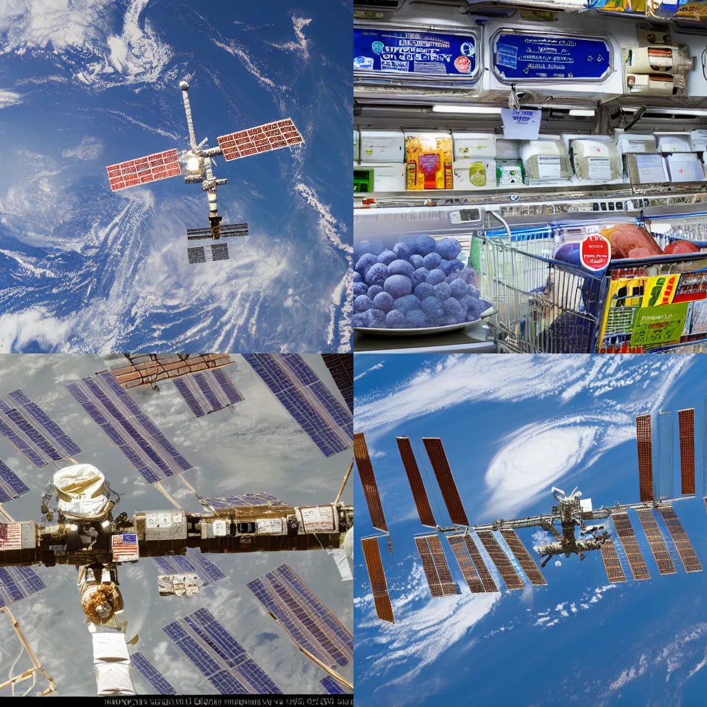 Prompt: supermarket on the international space station, 4K space photo, NASA