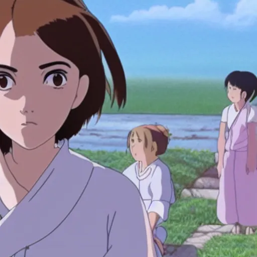 Image similar to Film still of Emma Watson, from Spirited Away (Studio Ghibli anime from 2001)