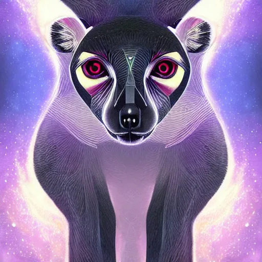 Prompt: geometric symmetrical no lemur, galaxy in the background, intricate, elegant, highly detailed, digital painting, artstation, concept art, smooth, sharp focus, illustration, art by artgerm