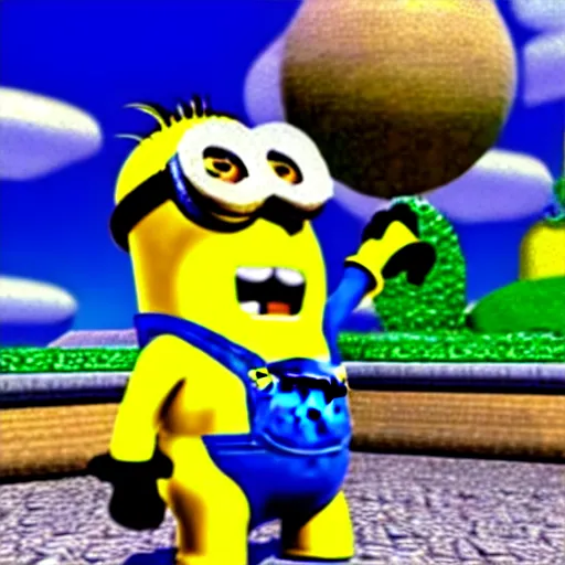 Image similar to A minion in super mario 64