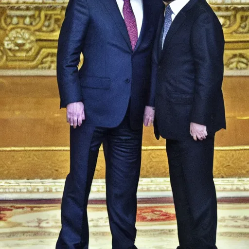 Prompt: Putin and zelensky kissing