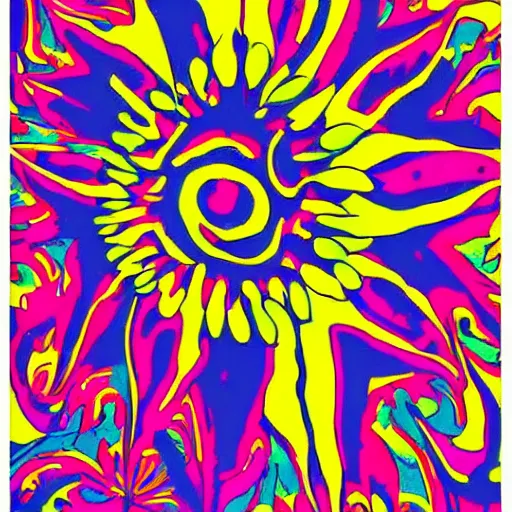 Prompt: psychedelic, flower child, 7 0 s, graphic design poster, bold, organic