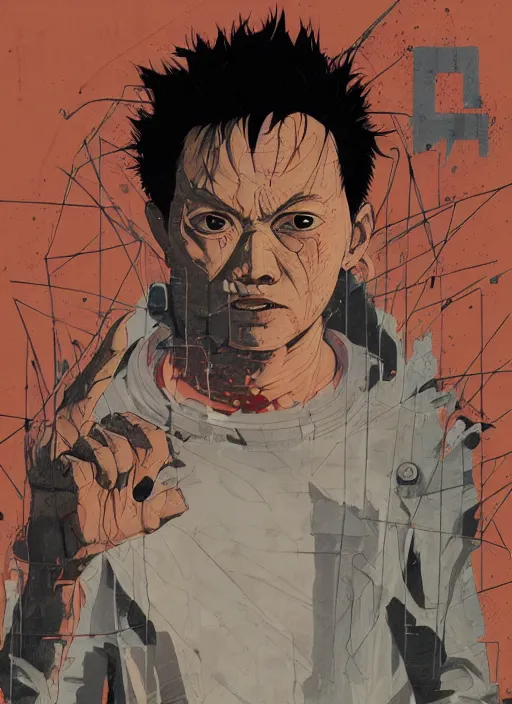 Prompt: portrait of tetsuo from akira, by sachin teng, organic, cables, matte painting, geometric shapes, hard edges! graffiti, street art