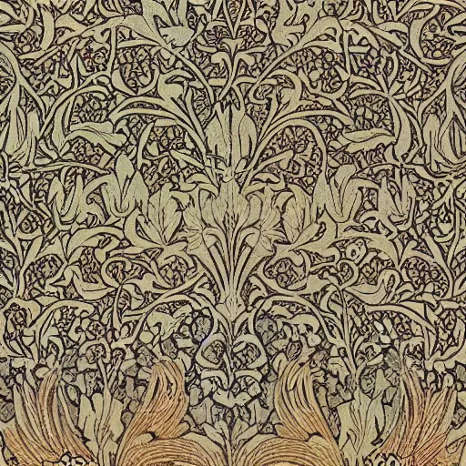 Prompt: a beautiful cow pattern by william morris, ornate, extremely detailed, photorealistic, 8 k