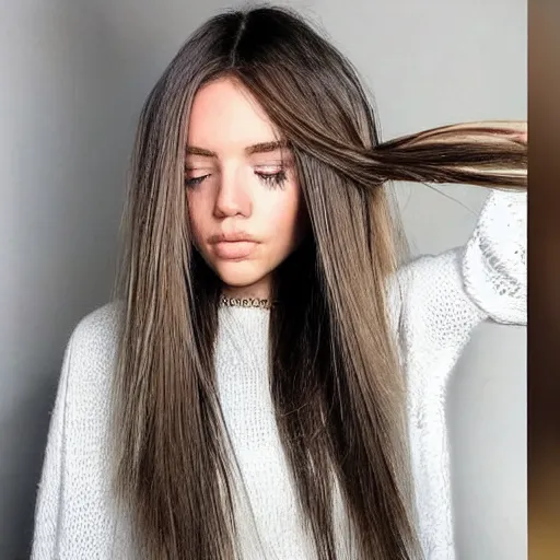 Prompt: Instagram influencer cutting her beautiful long hair off