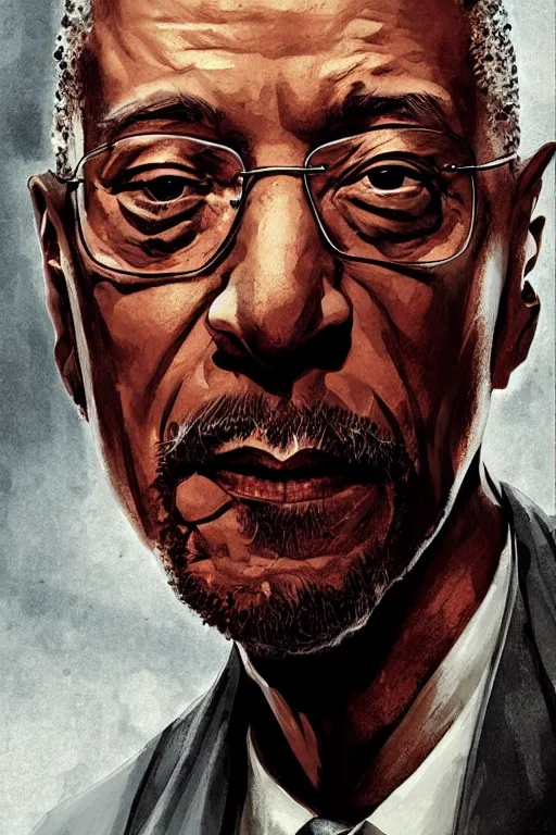 Image similar to Portrait of Giancarlo Esposito breaking bad as Charles Xavier, marvel comics, x-men, dark, intricate, highly detailed, smooth, artstation, digital illustration by Ruan Jia and Mandy Jurgens and Artgerm and Wayne Barlowe and Greg Rutkowski