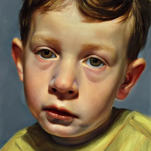 Image similar to high quality high detail painting by lucian freud, hd, little boy portrait, photorealistic lighting