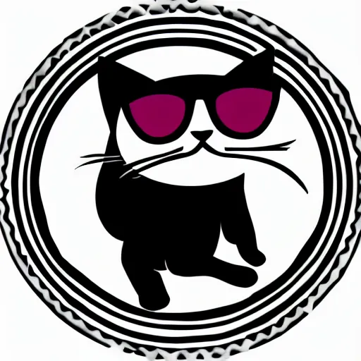 Prompt: cat with sunglasses, e - sports logo, vector logo, vector