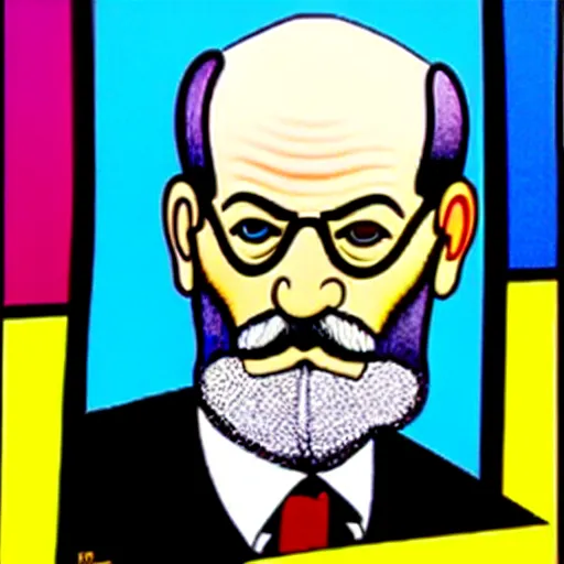 Image similar to a portrait of sigmund freud by romero britto