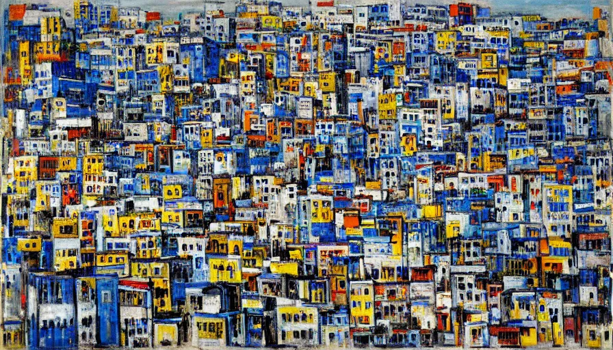 Image similar to favelas in rio, by piet mondrian