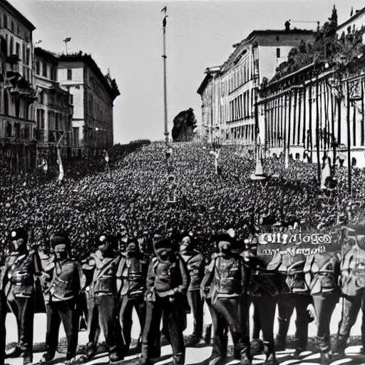 Prompt: Mussolini at the gay pride, colourized, photograph, hyper detailed, award winning photograph, 8k