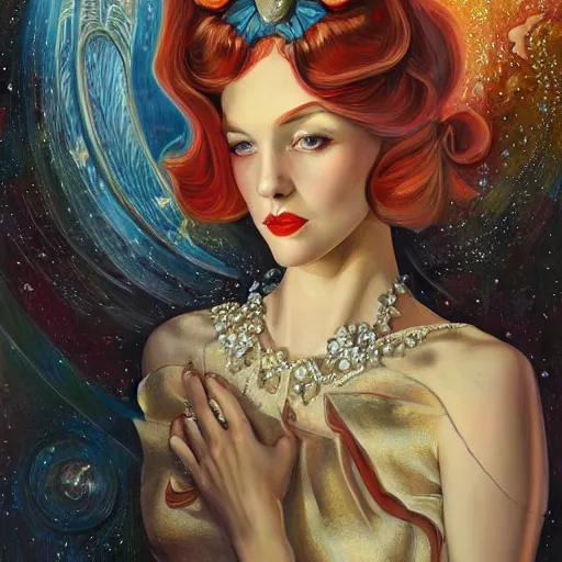 Image similar to an art deco portrait in the style of anna dittmann and donato giancola and charles dulac.