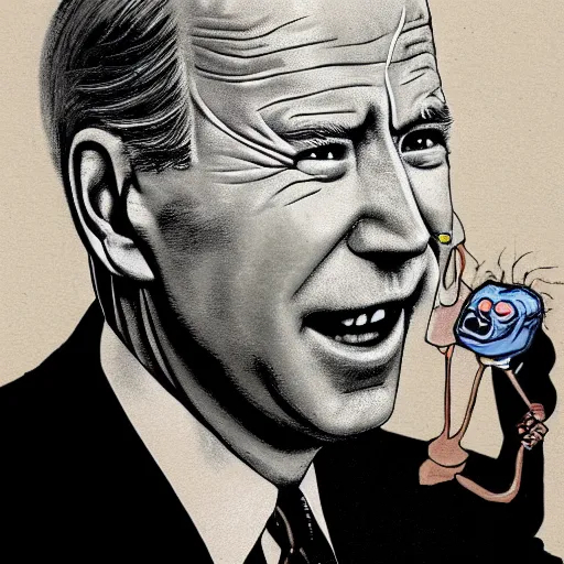 Image similar to freaky portrait of Joe Biden by Ed 'Big Daddy' Roth