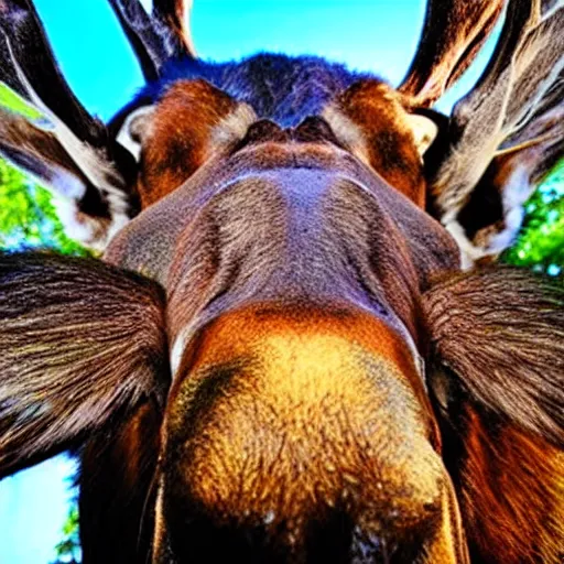 Image similar to close - up fisheye photo of a moose's face