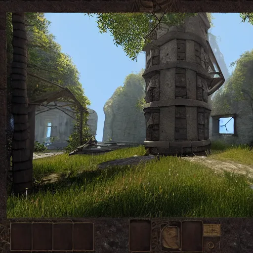 Prompt: a puzzle environment in the newly - released myst game, by cyan studios