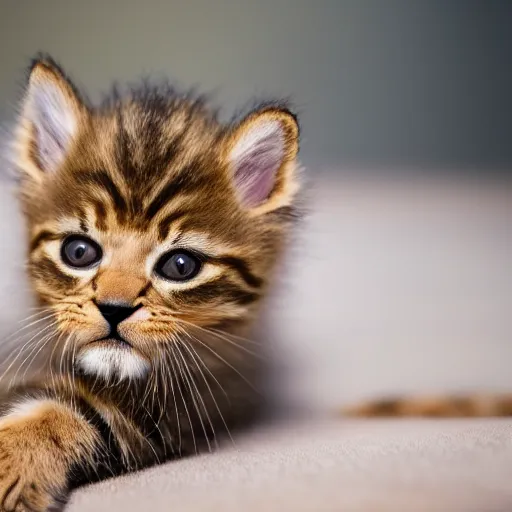 Prompt: cute kitten with a full lion's mane, photography, f / 1 6, 1 8 mm, soft lighting, 4 k, 8 k, high quality