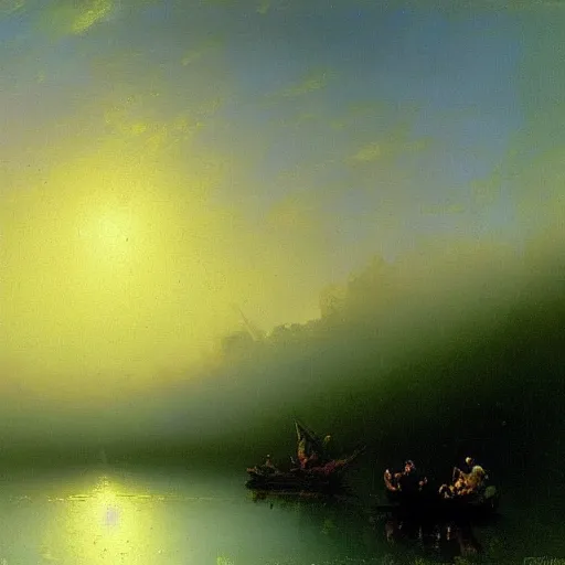 Image similar to aivazovsky's painting. forest landscape. oil on canvas, a masterpiece in the style of aivazovsky.