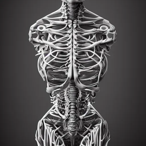 Prompt: ! dream hyperrealistic photography of a highly detailed and symmetrical gorgeous cyborg female, rib cage, in the style of beth cavener, jin kagetsu, james jean and wlop, highly detailed, face symmetry, masterpiece, award - winning, sharp focus, intricate concept art, ambient lighting, 8 k, artstation