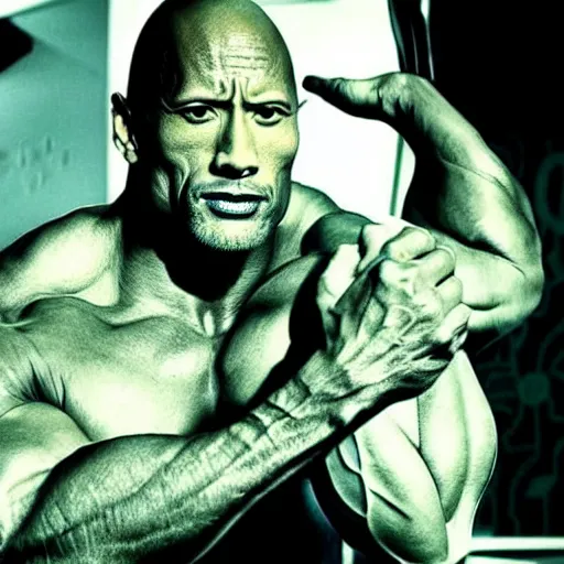 Image similar to dwayne johnson is stretch armstrong