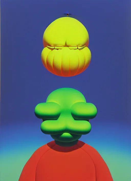 Image similar to puffy person by shusei nagaoka, kaws, david rudnick, airbrush on canvas, pastell colours, cell shaded, 8 k