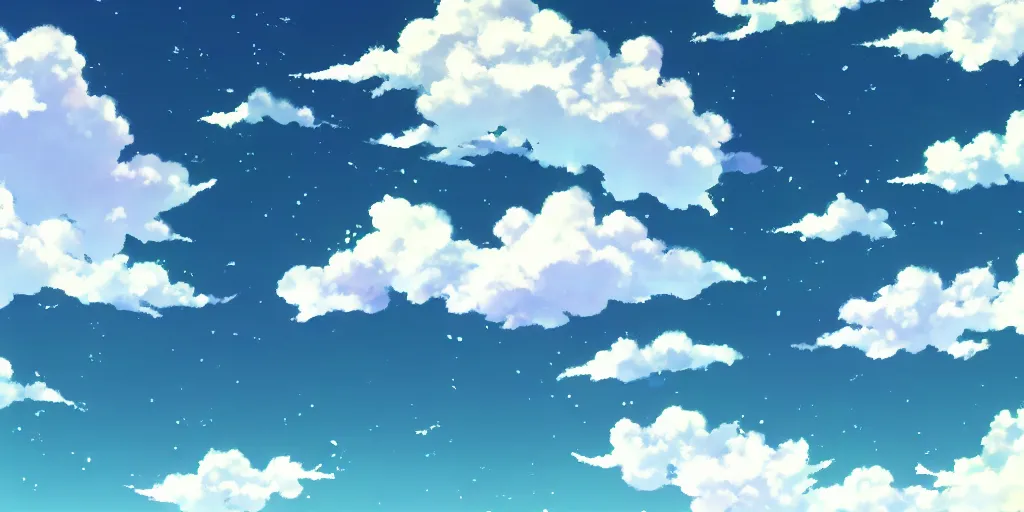 Image similar to A background for an anime-themed social media profile sky bright clouds bloom effect from Skyrim blender studio ghibli clouds